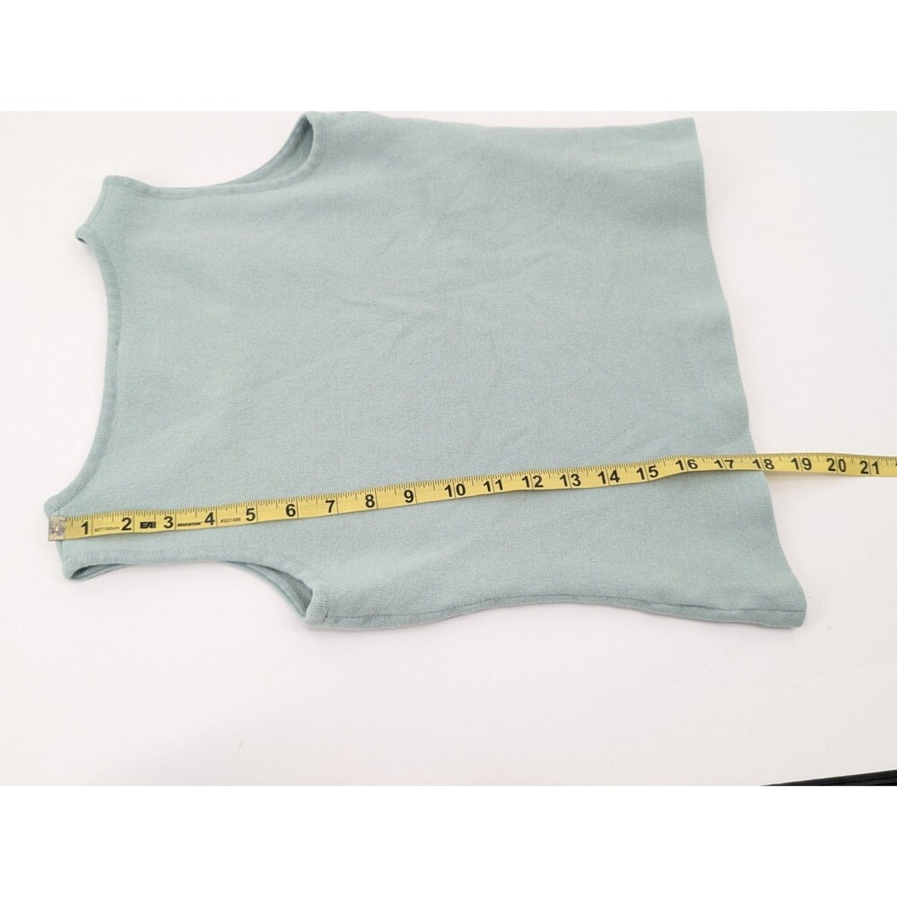 St John Wool Blend Light Blue Sleeveless Sweater Tank Blouse Top Size Small - Picture 4 of 6